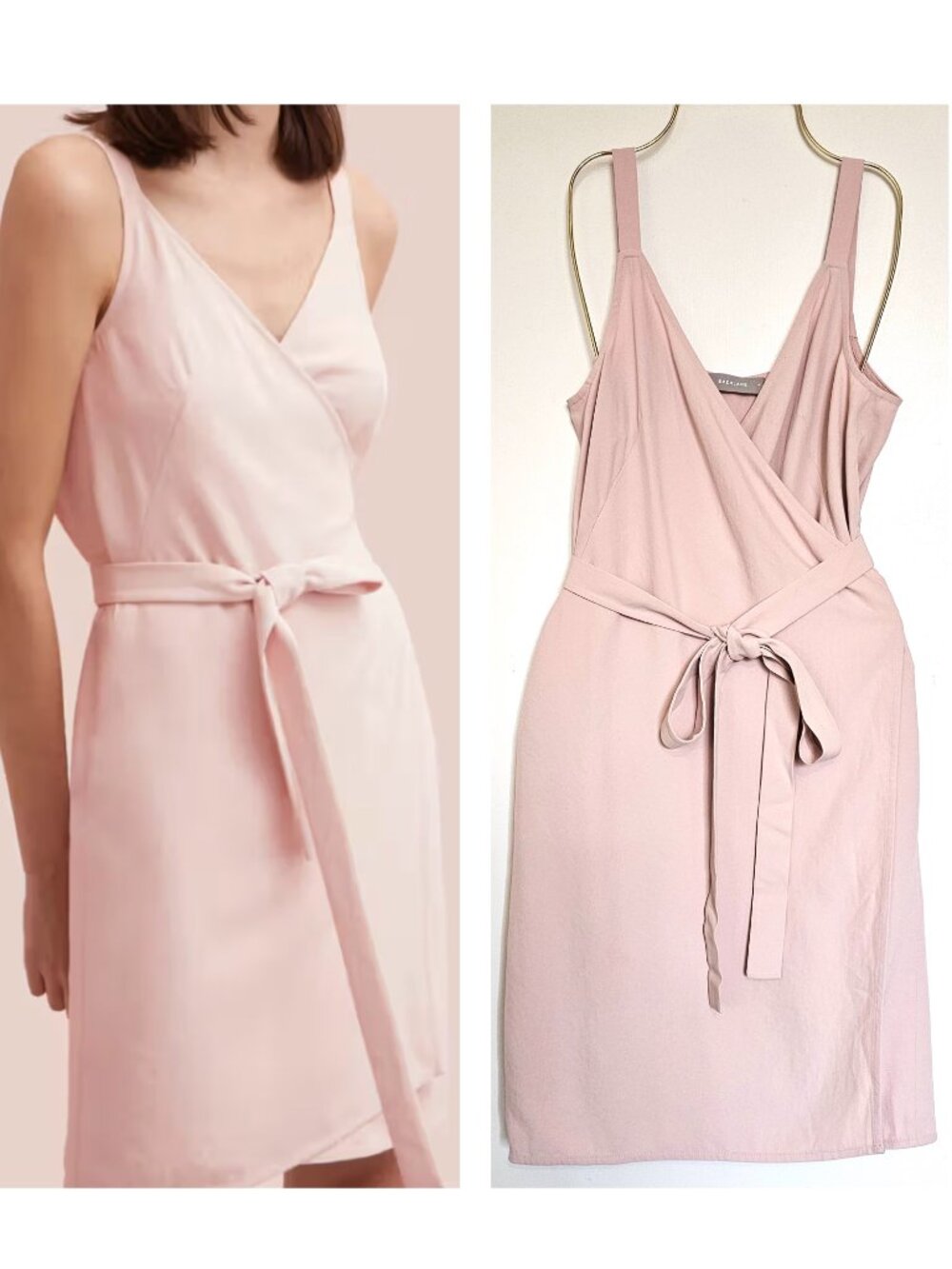Everlane The Japanese GoWeave True Wrap Minimalist Tank Dress US4 Blush Pastel
